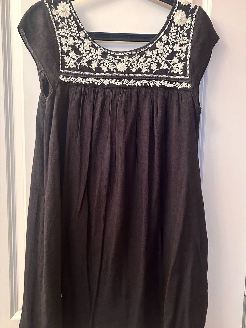 American Eagle Outfitters Blue Mini Dress with White Floral Embroidery